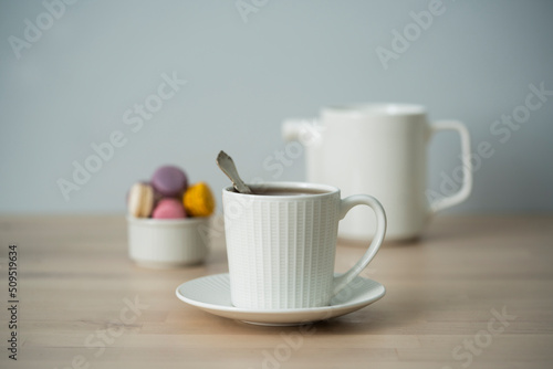 Cup of tea with a teapot  Tea time. 
