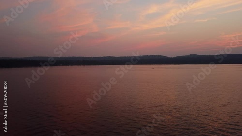 Wallpaper Mural Drone shot of a stunningly vibrant sunset over the hills and Lake Payette in McCall, Idaho. This 4k cinematic shot was filmed using a DJI Mini 2 drone. Torontodigital.ca