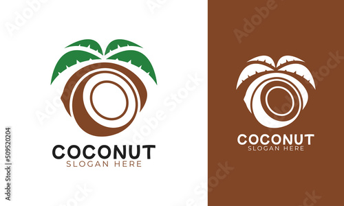 Coconut tree logo design with tropical concept