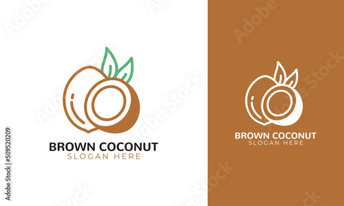 Brown coconut logo with minimalist style