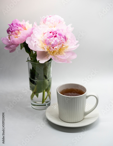 Cup of tea and peony.