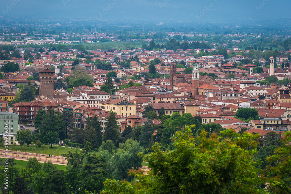 Panorama of Vicenza from Mount Berico, Veneto, Italy, Europe, World Heritage Site