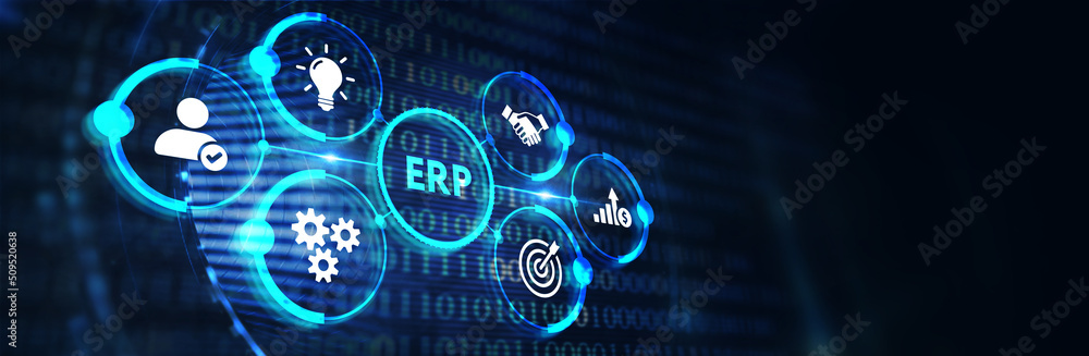 Business, Technology, Internet and network concept. Enterprise resource planning ERP concept. 3d illustration Business, Technology, Internet and network concept. Enterprise resource planning ERP concept. 3d illustration