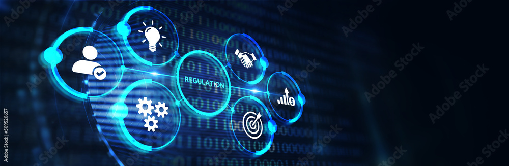 Business, Technology, Internet and network concept. Regulation Compliance Rules Law Standard. 3d illustration Business, Technology, Internet and network concept. Regulation Compliance Rules Law Standard. 3d illustration