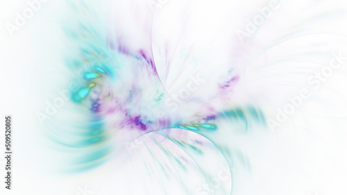 Abstract blue and violet blurred shapes. Fantastic space background. Digital fractal art. 3d rendering.