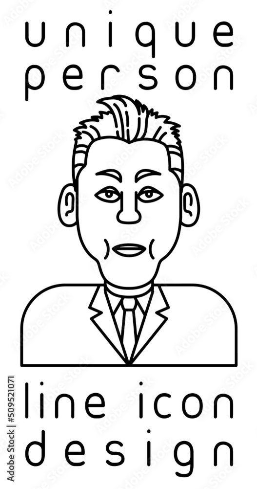 Naklejka premium vector illustration of unique authentic imaginary person line icon user profile picture isolated on white background