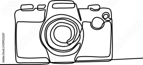 Retro vintage camera one line