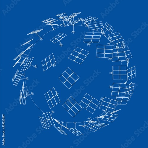 Solar Panels on Earth Concept. Vector