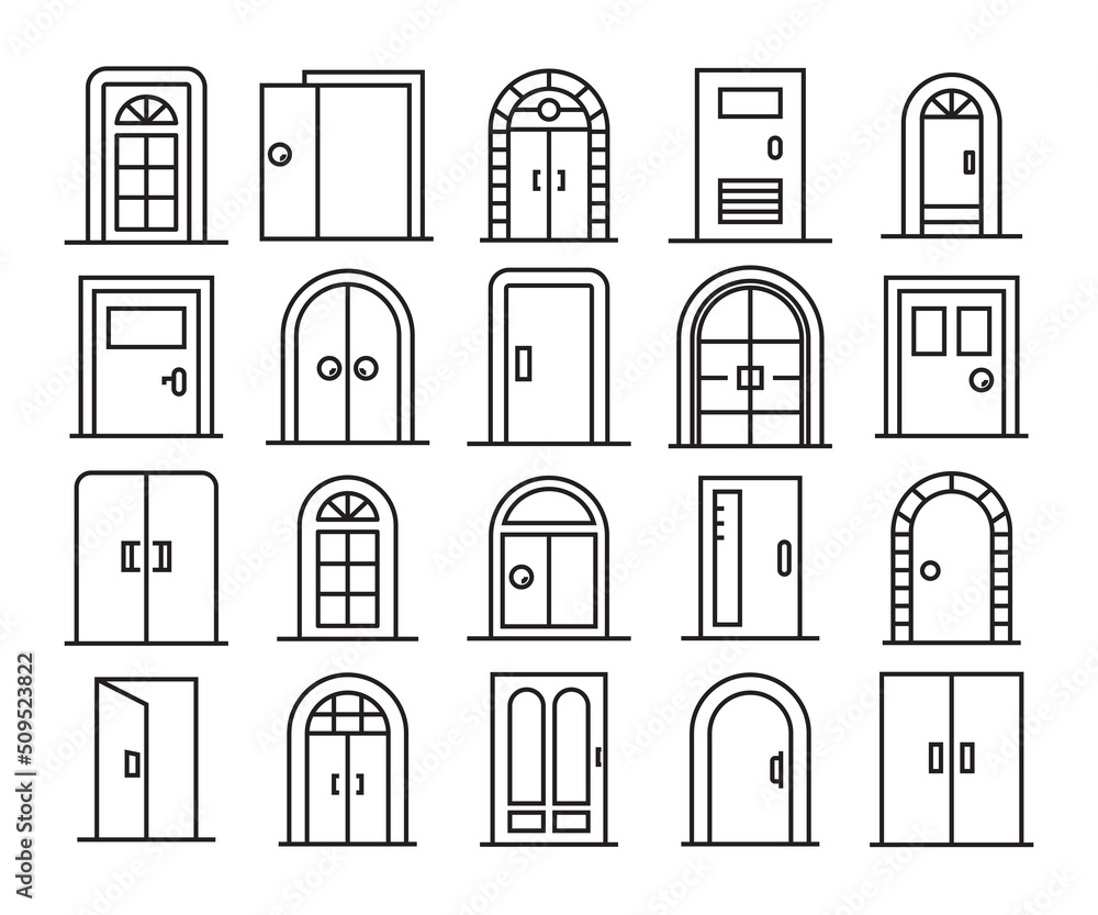 door icons set line vector illustration door icons set line vector illustration