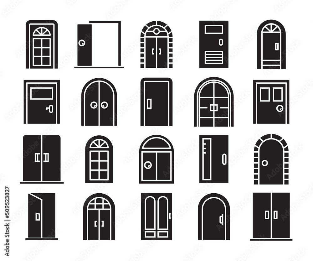 door icons set vector illustration door icons set vector illustration