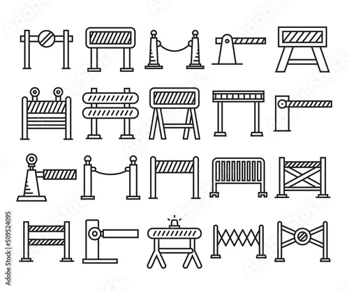 barrier and checkpoint icons set