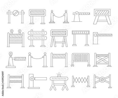 barrier and checkpoint icons set