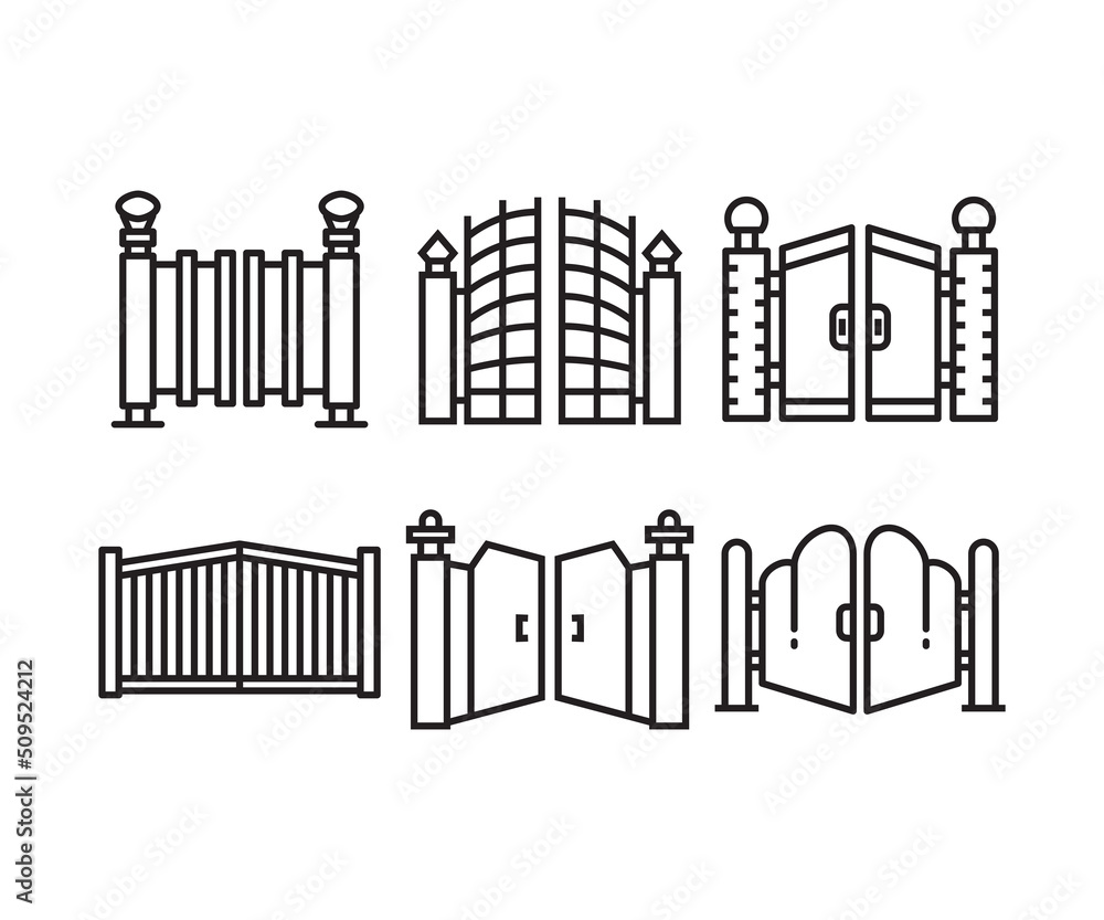 gate and fence icons set line vector illustration gate and fence icons set line vector illustration