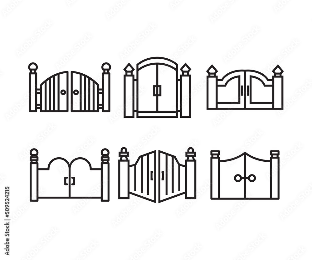 gate and fence icons set line vector illustration gate and fence icons set line vector illustration