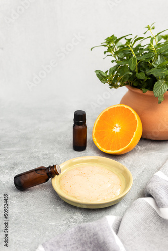 Essential Oils and Beauty Supplies with Orange and Spearmint photo