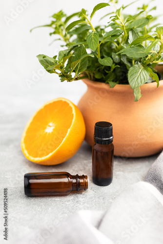 Essential Oils and Beauty Supplies with Orange and Spearmint photo