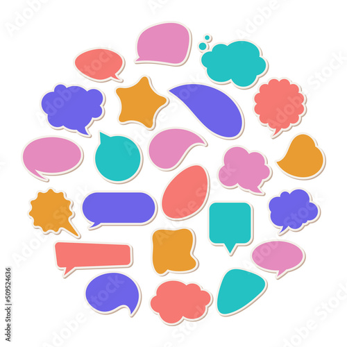Sticker set, collection of speech bubbles, vector template