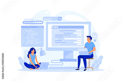 Programmer concept. Idea of coding, testing and writing program