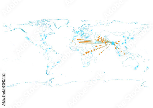 Export concept map for Bangladesh, vector Bangladesh map  on white background suitable for export concepts. File is suitable for digital editing and large size prints.