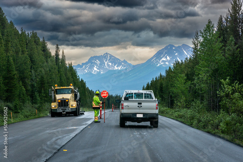 Obraz na plátne Canada Mountains Road construction