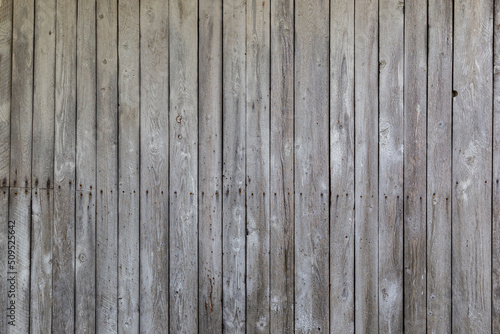 Front view of an old, weathered and aged wooden wall. Abstract full frame textured background.