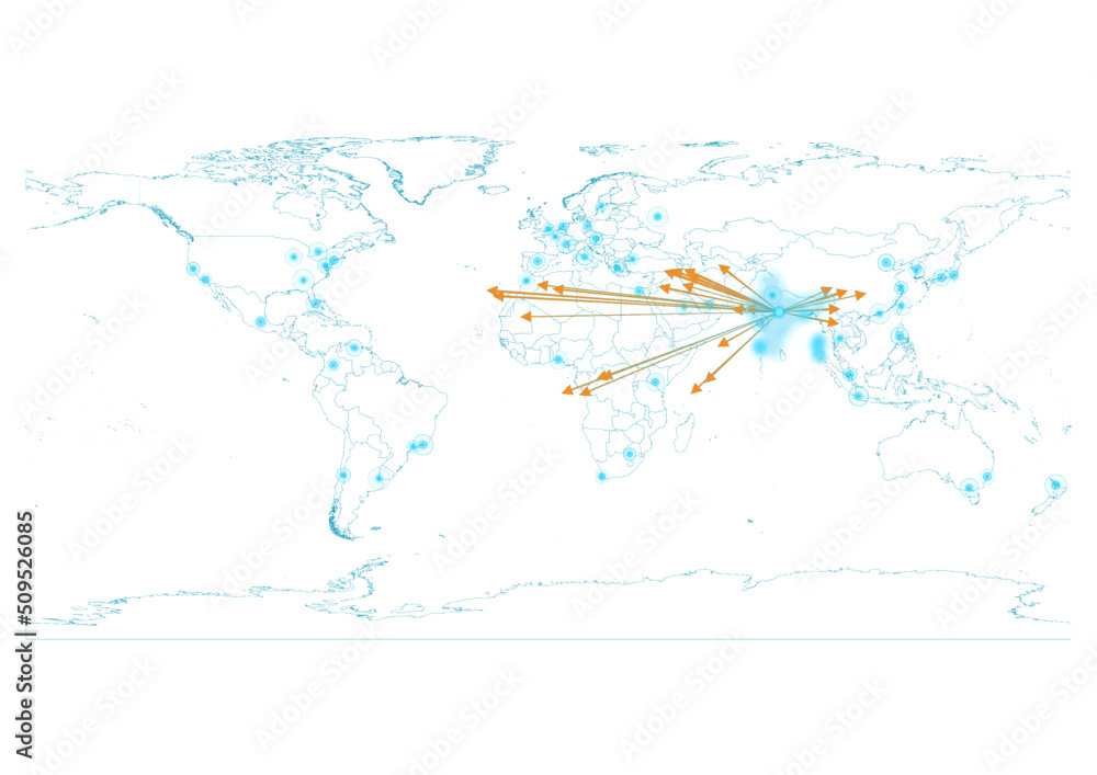 Fototapeta premium Export concept map for India, vector India map on white background suitable for export concepts. File is suitable for digital editing and large size prints.