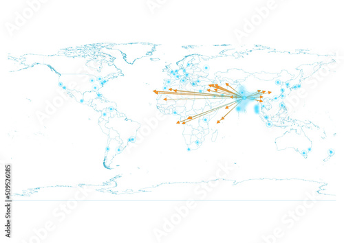 Export concept map for India, vector India map  on white background suitable for export concepts. File is suitable for digital editing and large size prints.
