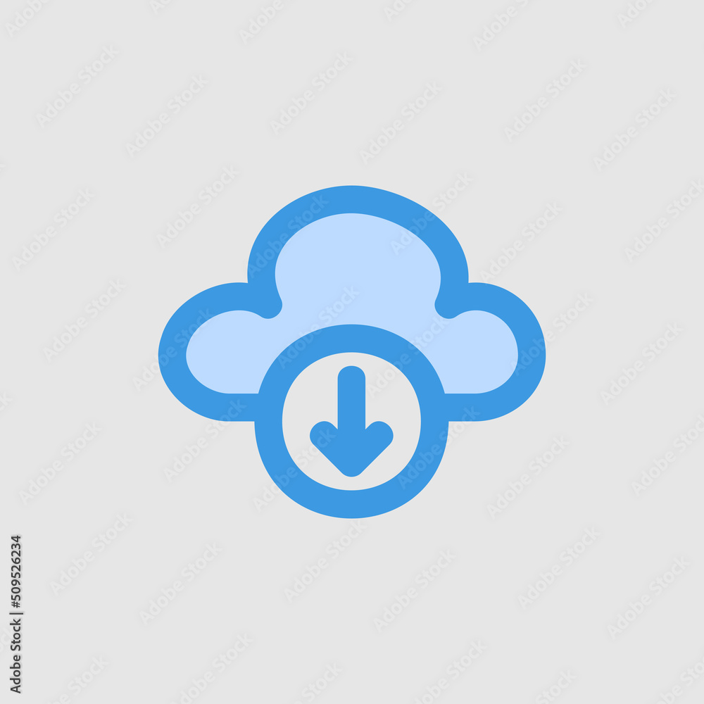 Cloud download icon in blue style about essentials, use for website mobile app presentation Cloud download icon in blue style about essentials, use for website mobile app presentation