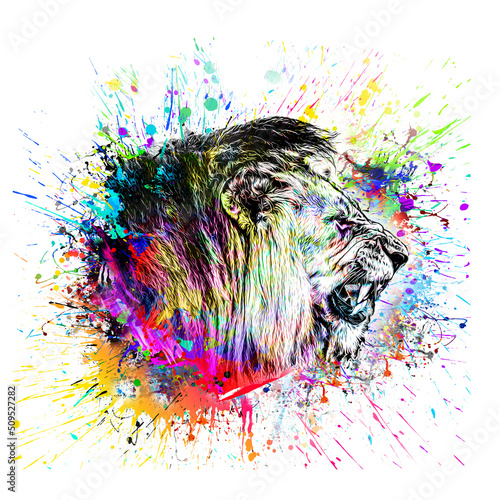 lion head with creative col...