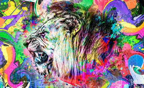 lion head with creative col...
