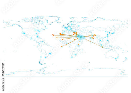 Export concept map for Saudi Arabia, vector Saudi Arabia map  on white background suitable for export concepts. File is suitable for digital editing and large size prints.