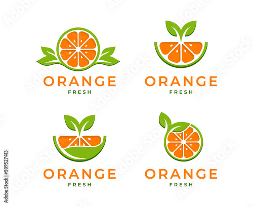 fresh orange logo vector illustration, Fresh Orange Slice Logo Designs