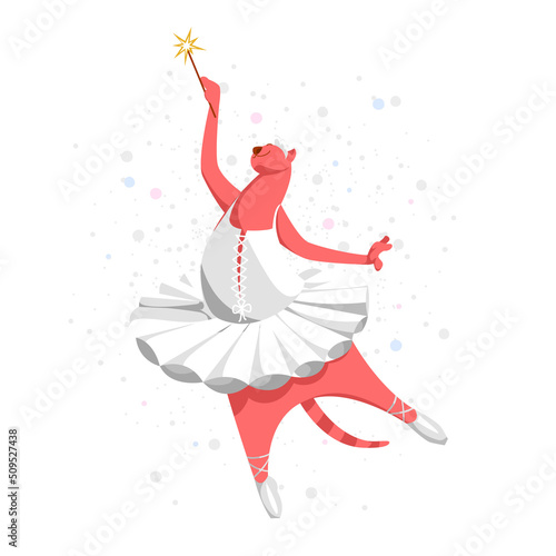 ballet dancer. ballerina. ballet. vector comic artist image. cat in a dress