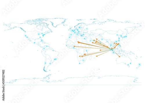 Canvas Print Export concept map for Singapore, vector Singapore map  on white background suitable for export concepts