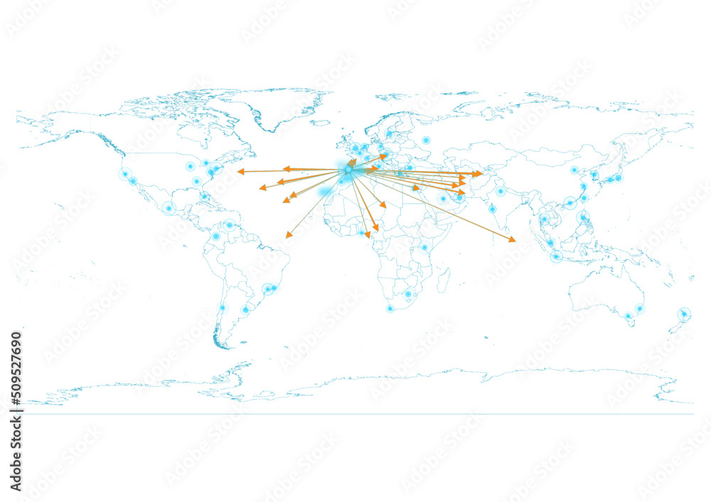 Fototapeta premium Export concept map for Spain, vector Spain map on white background suitable for export concepts. File is suitable for digital editing and large size prints.