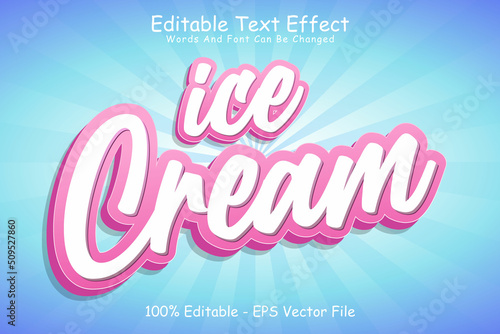 Ice cream editable Text effect 3 Dimension Emboss cartoon style