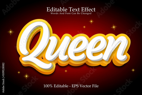 Queen editable Text effect 3 Dimension Emboss modern style