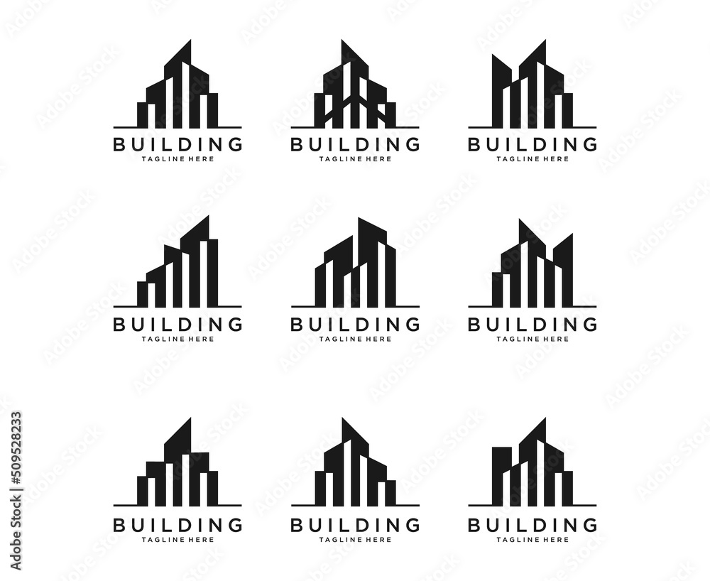 Set of building logo design vector inspiration. silhouette building logo template 