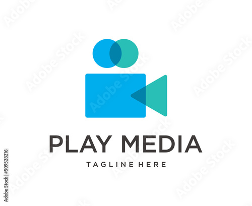 Fototapeta Naklejka Na Ścianę i Meble -  Video film play logo design vector template