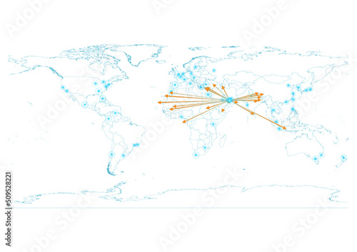Export concept map for United Arab Emirates, vector United Arab Emirates map  on white background suitable for export concepts. File is suitable for digital editing and large size prints.