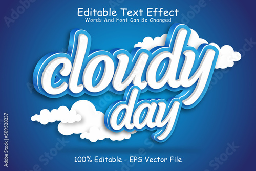 Cloudy day editable Text effect 3 Dimension Emboss modern style