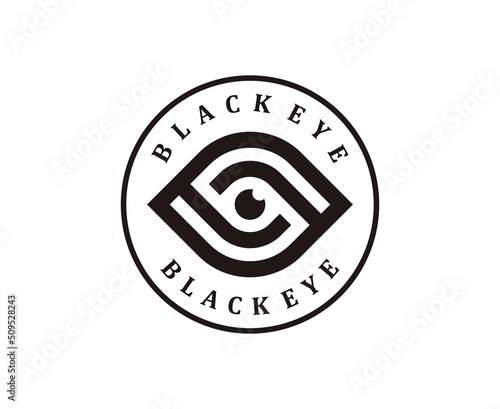 eye logo design with badge emblem vector template