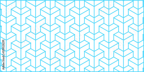 Seamless subtle blue Asian trilateral pattern vector