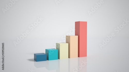 Digital multicolored histogram with a growing business concept. Technological diagram, statistics . Camera movement. 3d animation with 4K resolution