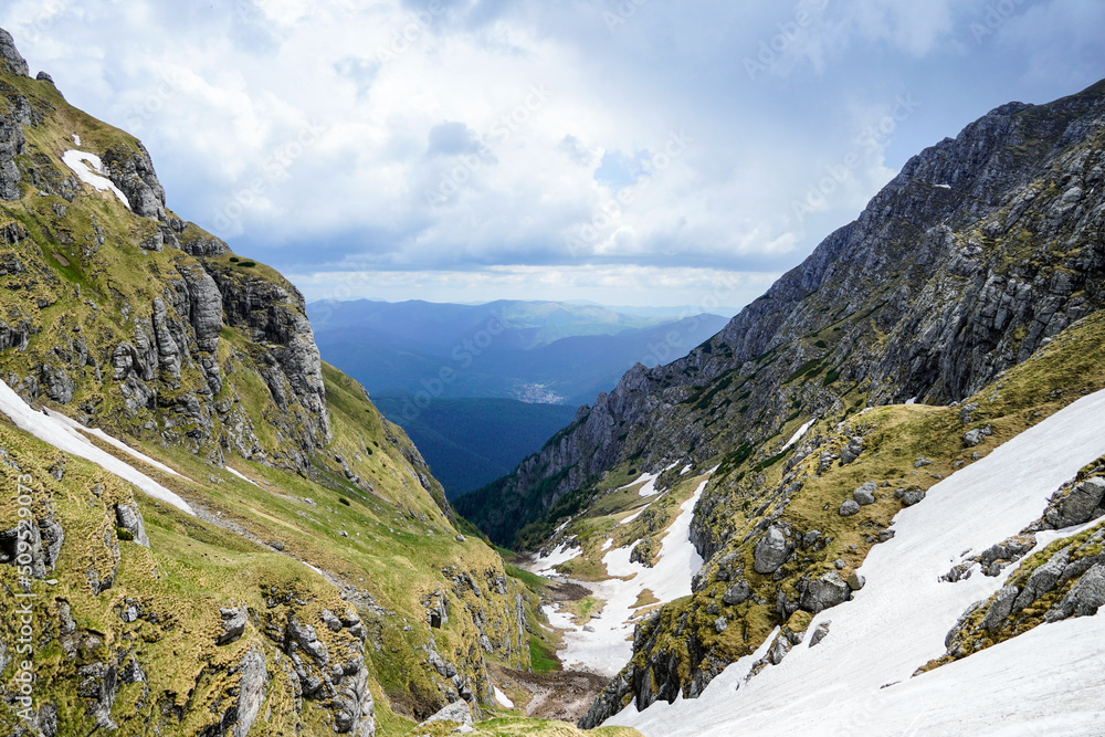 Fototapeta premium landscape in the Carpathian, Morarului Valley, Bucegi Mountains, Romania 