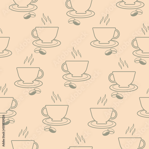 Seamless pattern with coffee.Doodle illustration on dark backdrop. Isolated vector illustration. Vector retro floral seamless pattern. Vector drawing. Pattern art texture background vector.