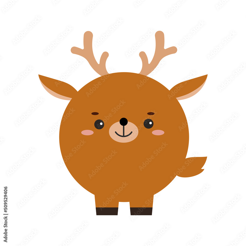 Circle deer forest animal face with horns icon isolated on white background. Cute reindeer cartoon round kawaii kids avatar character. Vector flat clip art illustration mobile ui game application. Circle deer forest animal face with horns icon isolated on white background. Cute reindeer cartoon round kawaii kids avatar character. Vector flat clip art illustration mobile ui game application.