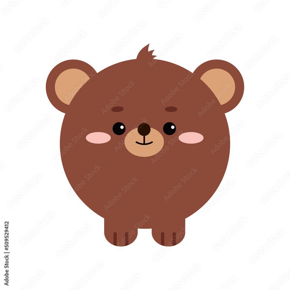 Circle bear forest animal face with paws icon isolated. Cute cartoon round shape kawaii kids brown teddy bear avatar character. Vector flat grizzly clip art illustration mobile ui game application.