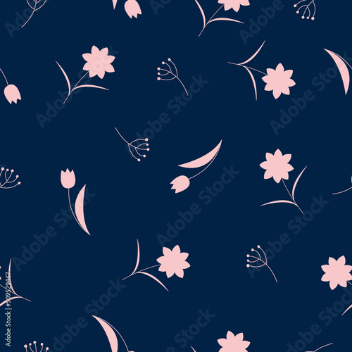 Seamless pattern with flowers.Beautiful illustration for fabric design. Seamless pattern abstract leaf. Vintage botanical background. Spring botanical print. Floral vintage seamless pattern.