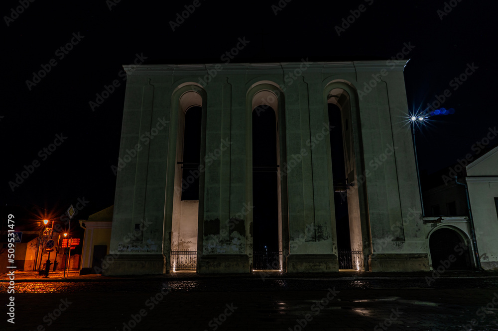 Fototapeta premium Night city of Lutsk Ukraine travel journey